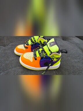Nike Toddler High-Top Sneakers in Neon Yellow, Orange & Purple